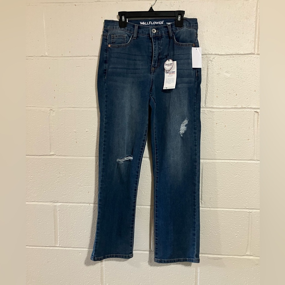 Wallflower The Fearless Curvy Super High Rise Flared Jeans Womens 3 Blue Denim